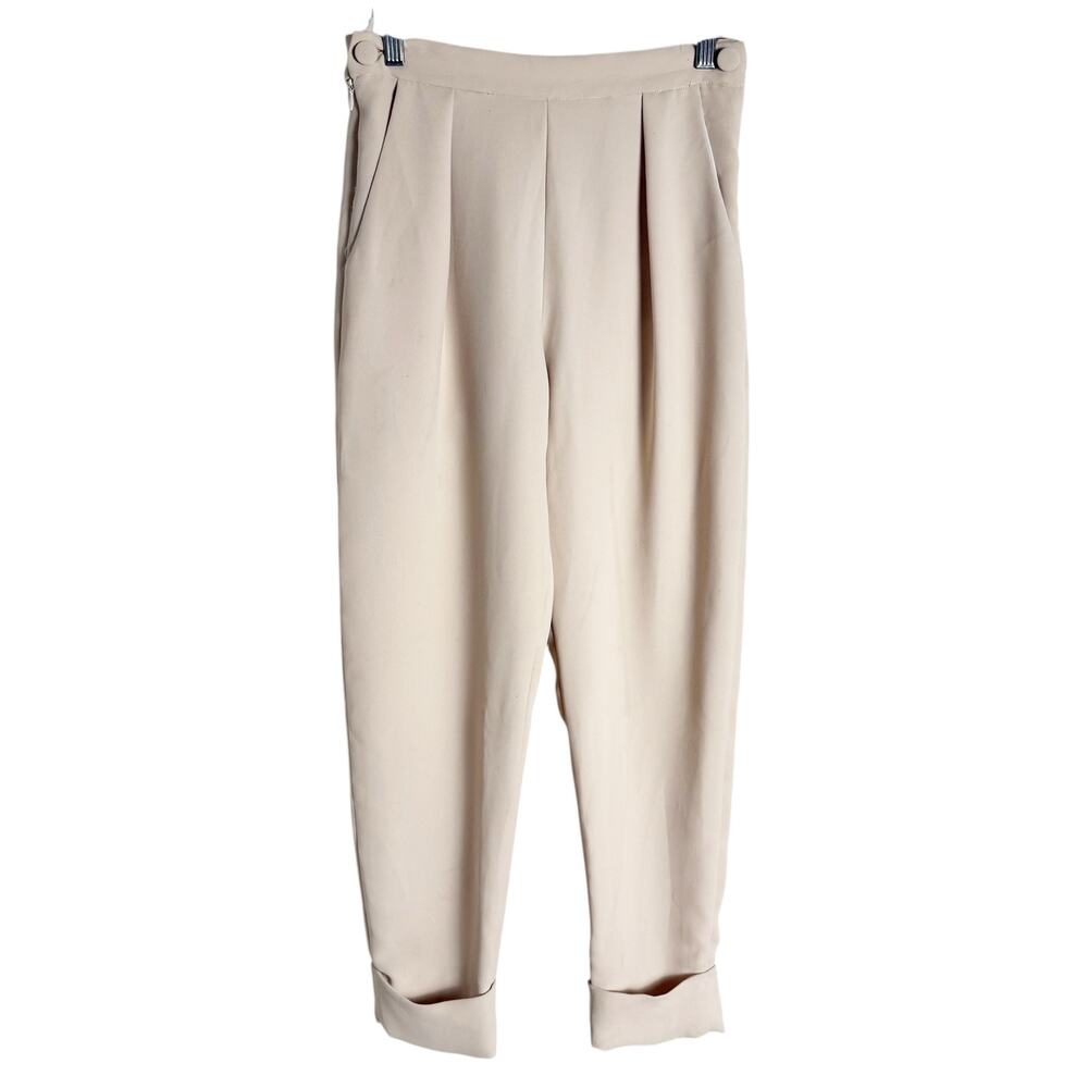 Rachel Comey Westside Cream Pleated Tapered Cuffed Georgette Dress Pants Size 0